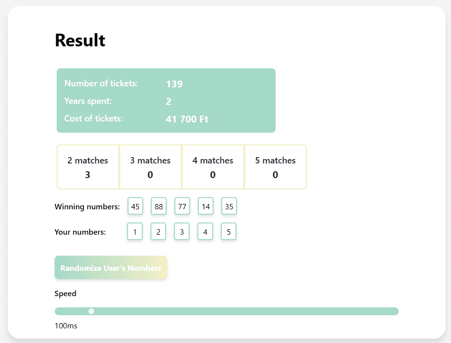 Lottery Simulator - Vue 3 screenshot