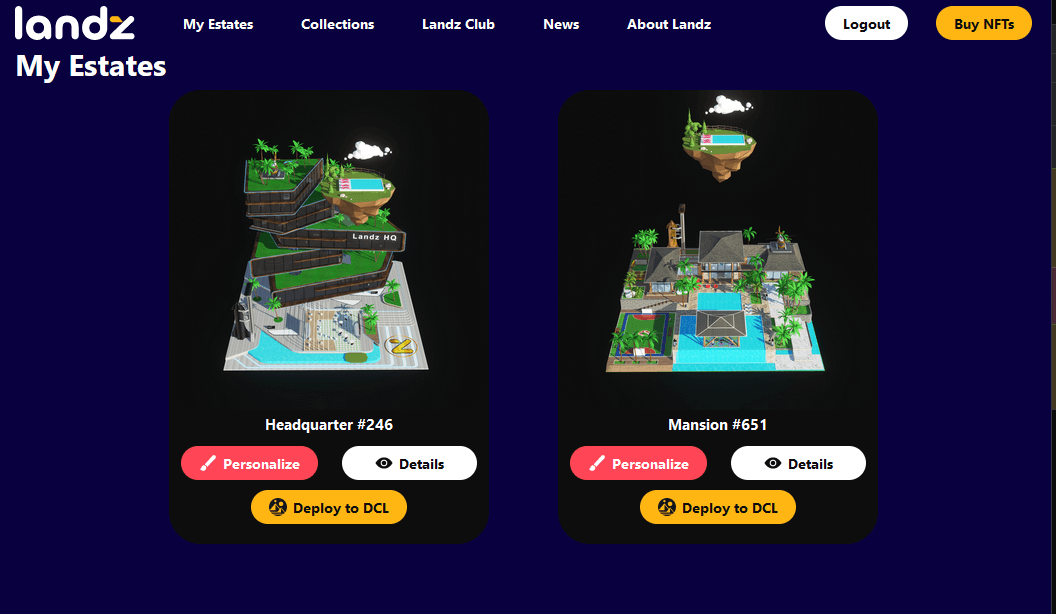 Landz.io builder - Vue 3 screenshot